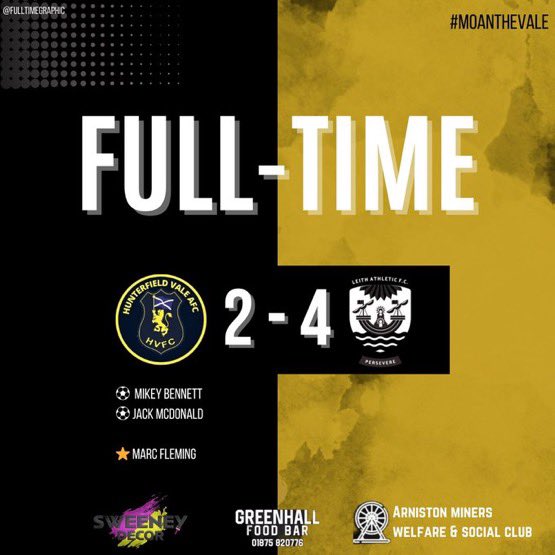 Hunterfield Vale Afc (@hunterfieldv) on Twitter photo It wasn’t to be today unfortunately but can’t fault the performance from everyone of the lads. All the best to <a href="/LAFCAmateurs/">Leith Athletic Amateurs</a> 🤝 It wasn’t to be today unfortunately but can’t fault the performance from everyone of the lads. All the best to <a href="/LAFCAmateurs/">Leith Athletic Amateurs</a> 🤝