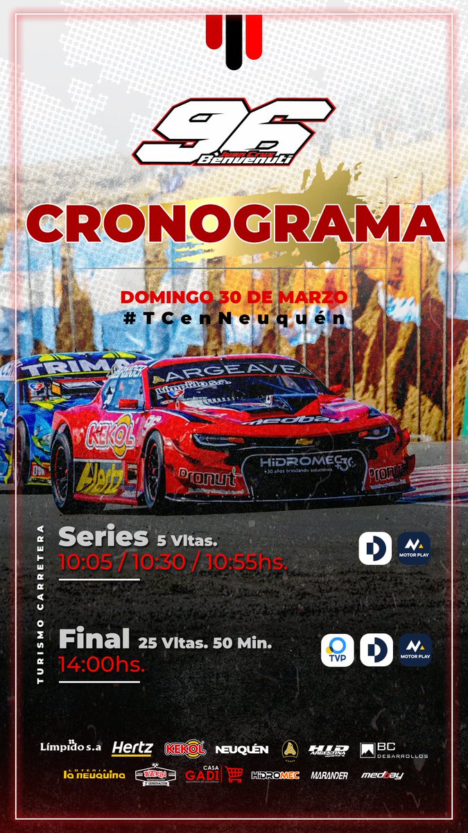 Este finde somos locales! Ya arranca el #TCenNeuquen! 🤩🔥

👉 Estos son los horarios y la TV del fin de semana, recuerden que <a href="/canaldeportv/">DEPORTV</a> , la <a href="/TV_Publica/">TVP</a> y <a href="/motorplaytv/">MotorPlay</a> les acercarán toda la actividad del fin de semana!

-
-

📱 <a href="/mtintegralpress/">MT Integral</a> | 📸 <a href="/TCLAREVISTA/">TC... La Revista 🏁</a>