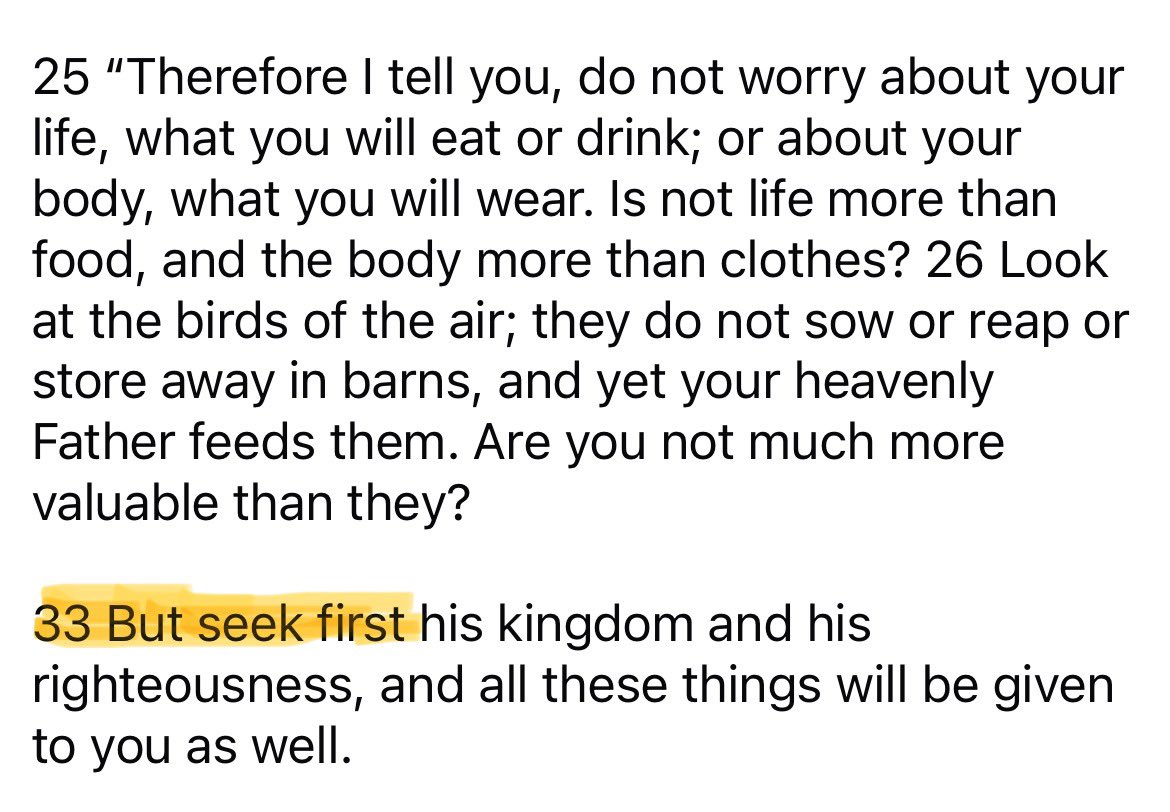 Don’t let worry and anxiety control you, focus on the right things - The Lord!

Matthew 6: 25-26,33