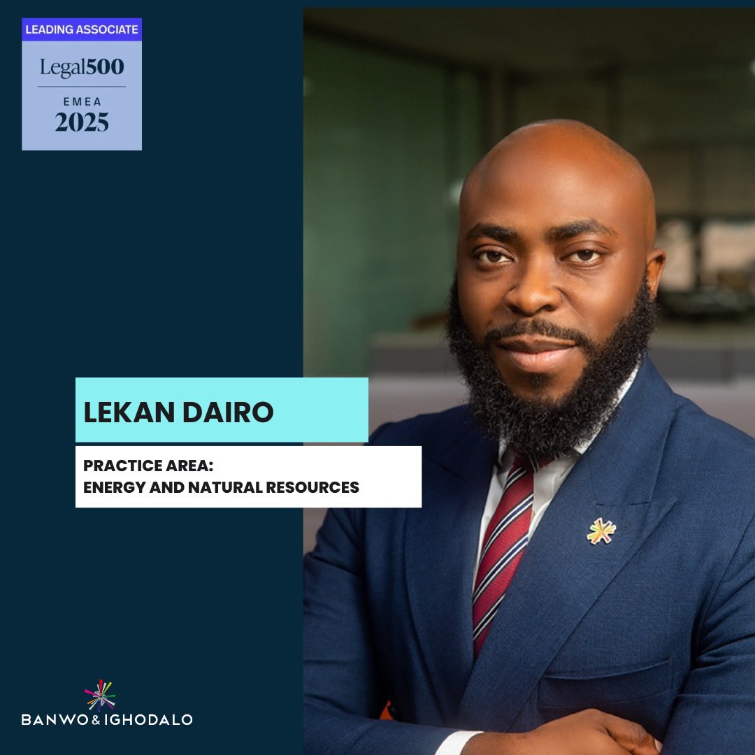 BanwoIghodalo's tweet image. We are pleased to congratulate Lekan Dairo on his recognition as a Leading Associate in the Legal 500 EMEA 2025 rankings for Energy and Natural Resources.

This recognition highlights his exceptional expertise, dedication, and significant contributions to this key practice area.