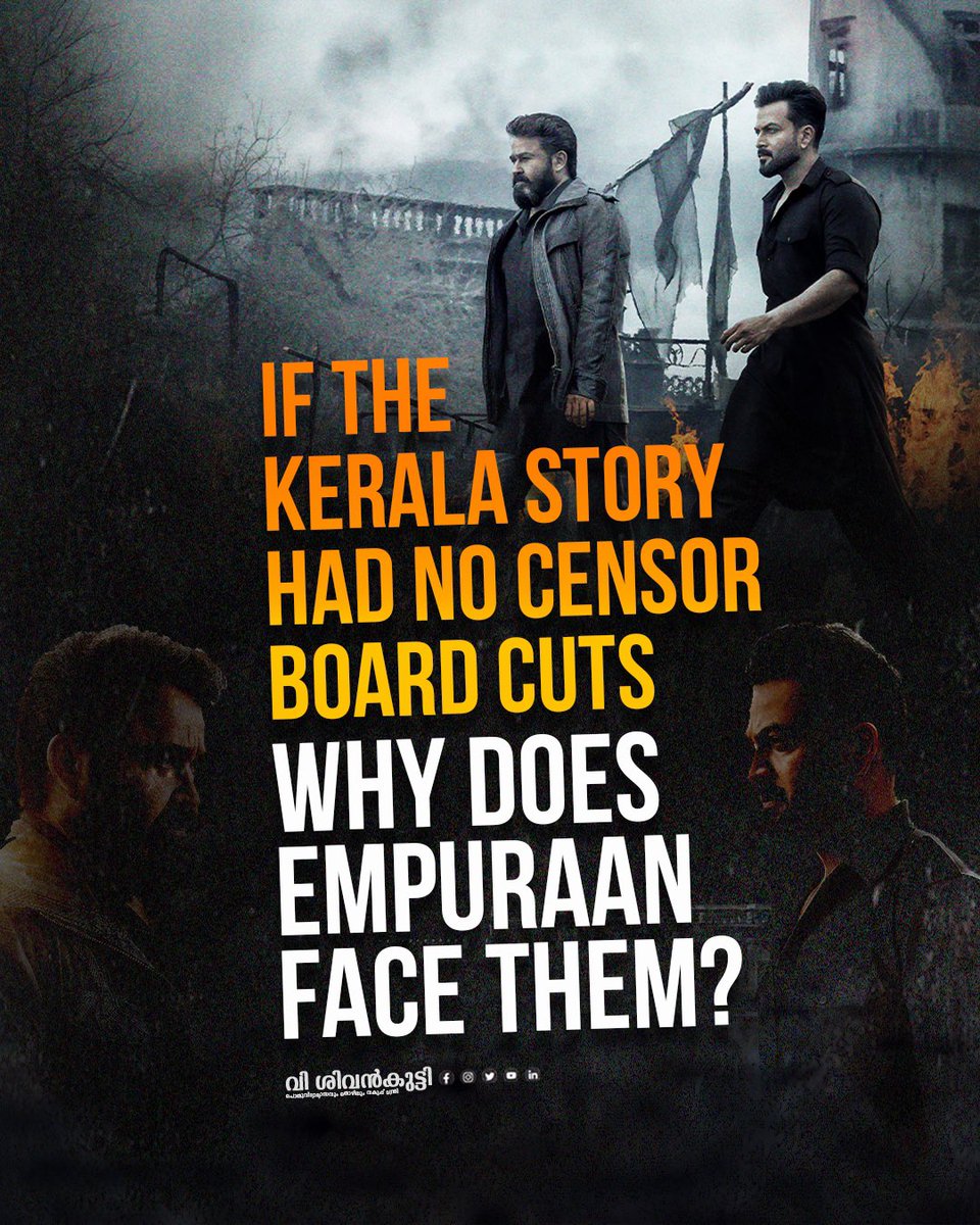 Why did the censor board impose cuts on ‘Empuraan’ while ‘The Kerala Story’, which misrepresented &amp; defamed Kerala, was released without serious cuts? Gujarat riots and Godhra are history. Suppressing films through threats and selective censorship is fascism.