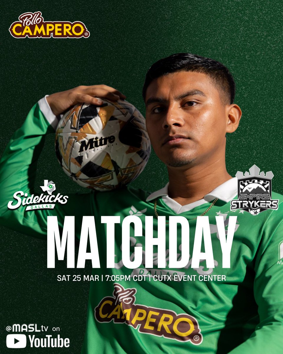 ONE. MORE. GAME. 🔥

For the last time this season, we want to see YOU at the CUTX tonight!

🆚 @empire_strykers
🕖 7:05PM CDT. Doors open 6PM.
📍 Credit Union of Texas Event Center
📺 YouTube.com/MASLtv

#SidekicksRising