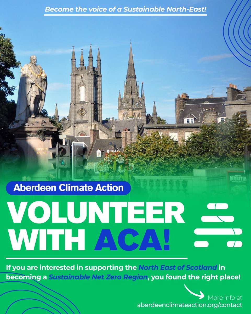 Aberdeen Climate Action is run by volunteers and helping hands are always welcome! 

Volunteering with ACA is a meaningful way to help the North East take steps towards Net Zero

Connect with communities, meet new people, and learn new skills!

More info:
aberdeenclimateaction.org/contact/
