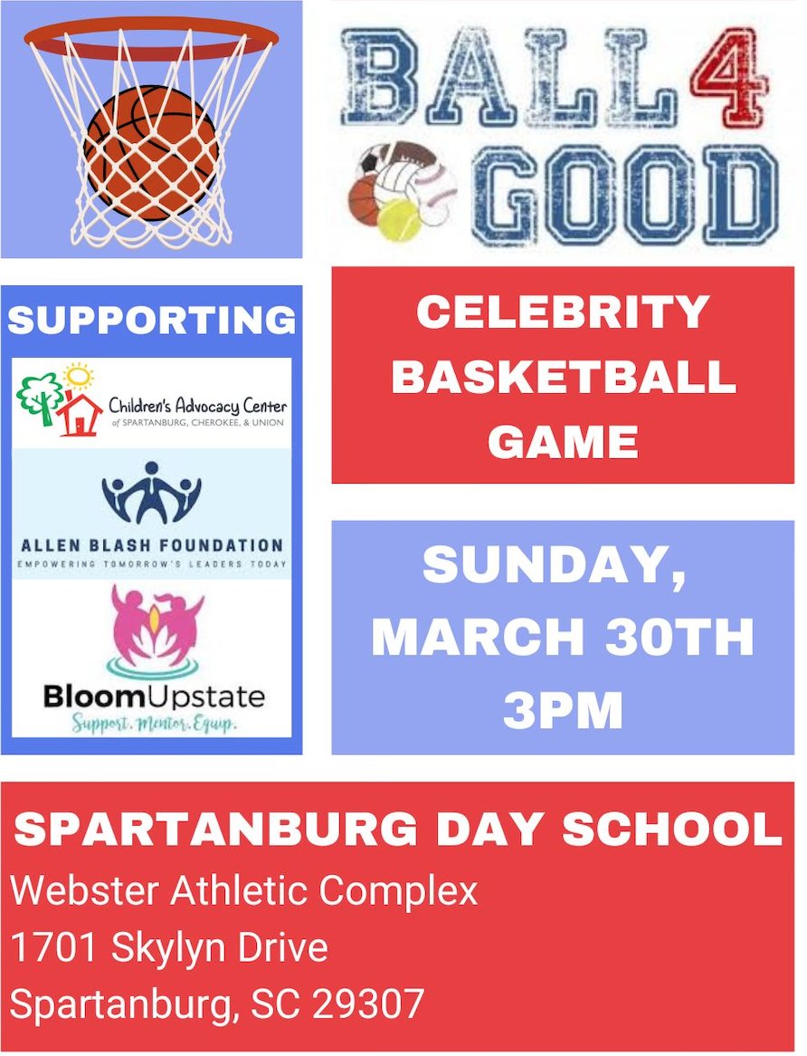 Lacing up my sneakers for the <a href="/Ball4Good/">Ball4Good</a> game supporting Children's Advocacy Center, Allen Blash Foundation, and Bloom Upstate. Support or purchase ticket here: eventbrite.com/e/2025-ball4go…
#ball4good #community #fundraiser #marchmadness