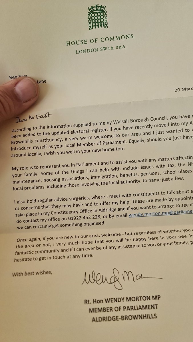 Ben East (@benea5t) on Twitter photo A warm welcome to our new house from <a href="/morton_wendy/">Wendy Morton MP</a> how inspiring is that! A local #MP making the effort to introduce herself. <a href="/HouseofCommons/">UK House of Commons</a> <a href="/WalsallCouncil/">Walsall Council</a> A warm welcome to our new house from <a href="/morton_wendy/">Wendy Morton MP</a> how inspiring is that! A local #MP making the effort to introduce herself. <a href="/HouseofCommons/">UK House of Commons</a> <a href="/WalsallCouncil/">Walsall Council</a>