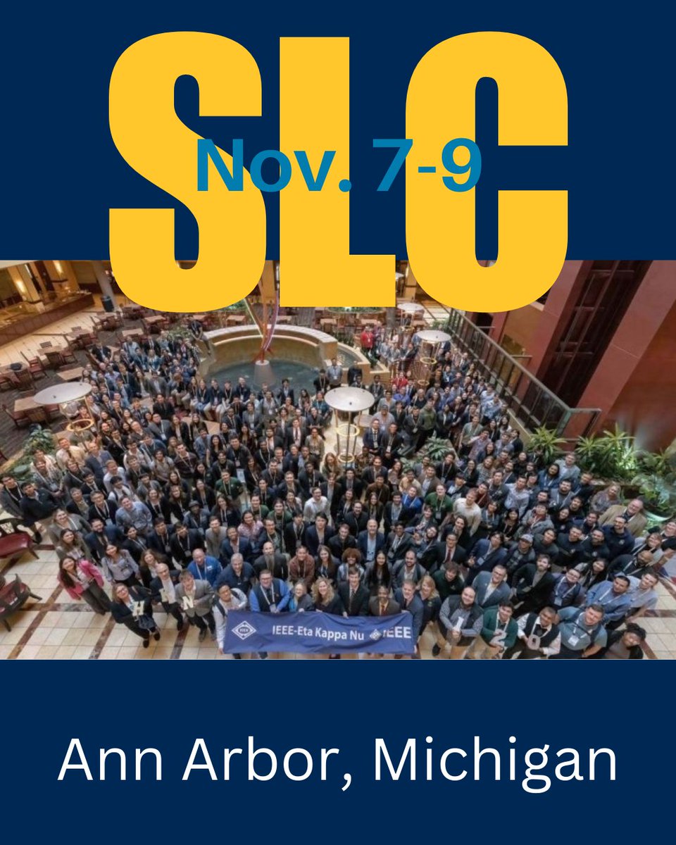 Mark your calendars! The 2025 IEEE-HKN Student Leadership Conference is coming to Ann Arbor, Michigan November 7-9! Stay tuned for more information: slc.hkn.events #HKNSLC2025