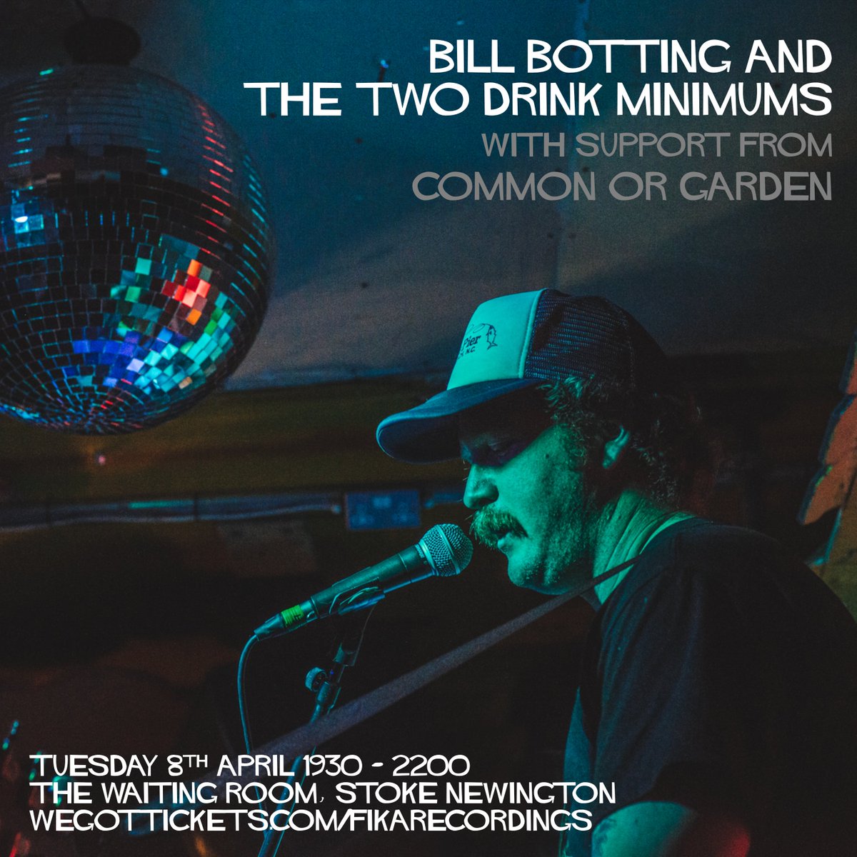 Tuesday 8th of April at The Waiting Room (N16): Allo Darlin's Bill Botting &amp; The Two Drink Minimums play a very special show. Support comes from Common Or Garden.
Tickets from wegottickets.com/fikarecordings
