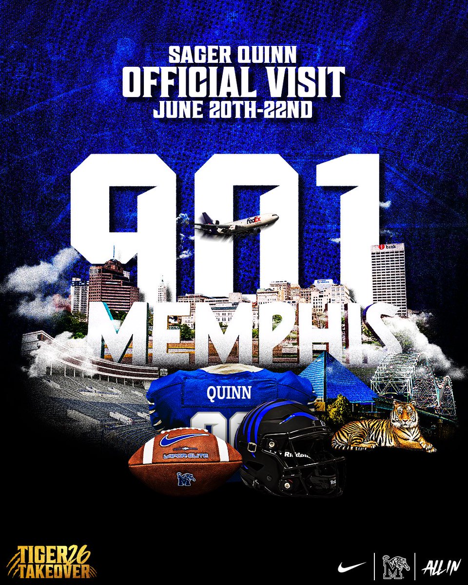 SagerQuinn's tweet image. Very excited to have an official visit with @MemphisFB thank you @CoachJoeCauthen @RSilverfield @BakerParrish_ @CHSJacketsFB @On3Recruits @247recruiting @RecruitGeorgia @NwGaFootball