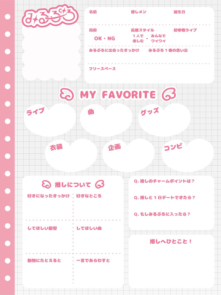 4/11の新歓ライブに向けて みるぷろのアイドルたちの プロフィール帳を