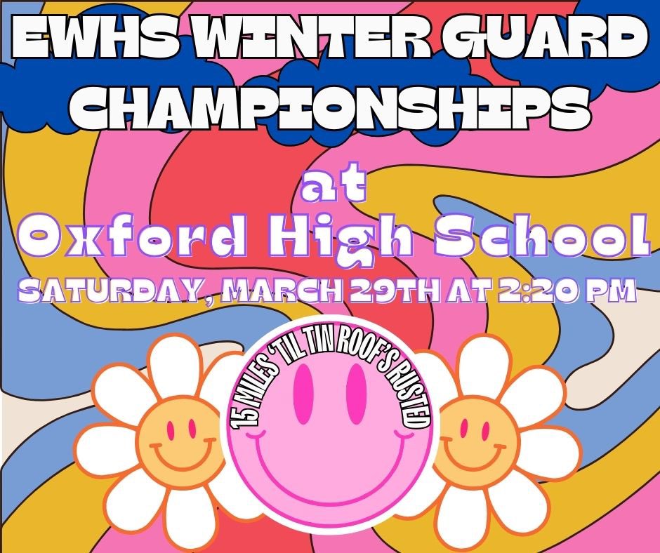 EastWebsterBand's tweet photo. It's Championship Day for both indoor groups!

Very proud of the season both groups have had, but we're excited to do it one more time today.

Indoor percussion performs in the Ole Miss Pavilion at 11:09 AM. 

The guard performs at Oxford HS at 2:20 PM https://t.co/DlSkZmnHqp