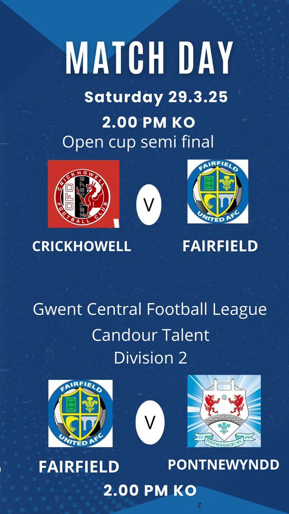 Cup semi final for the firsts today.

Last game of the season for the seconds.