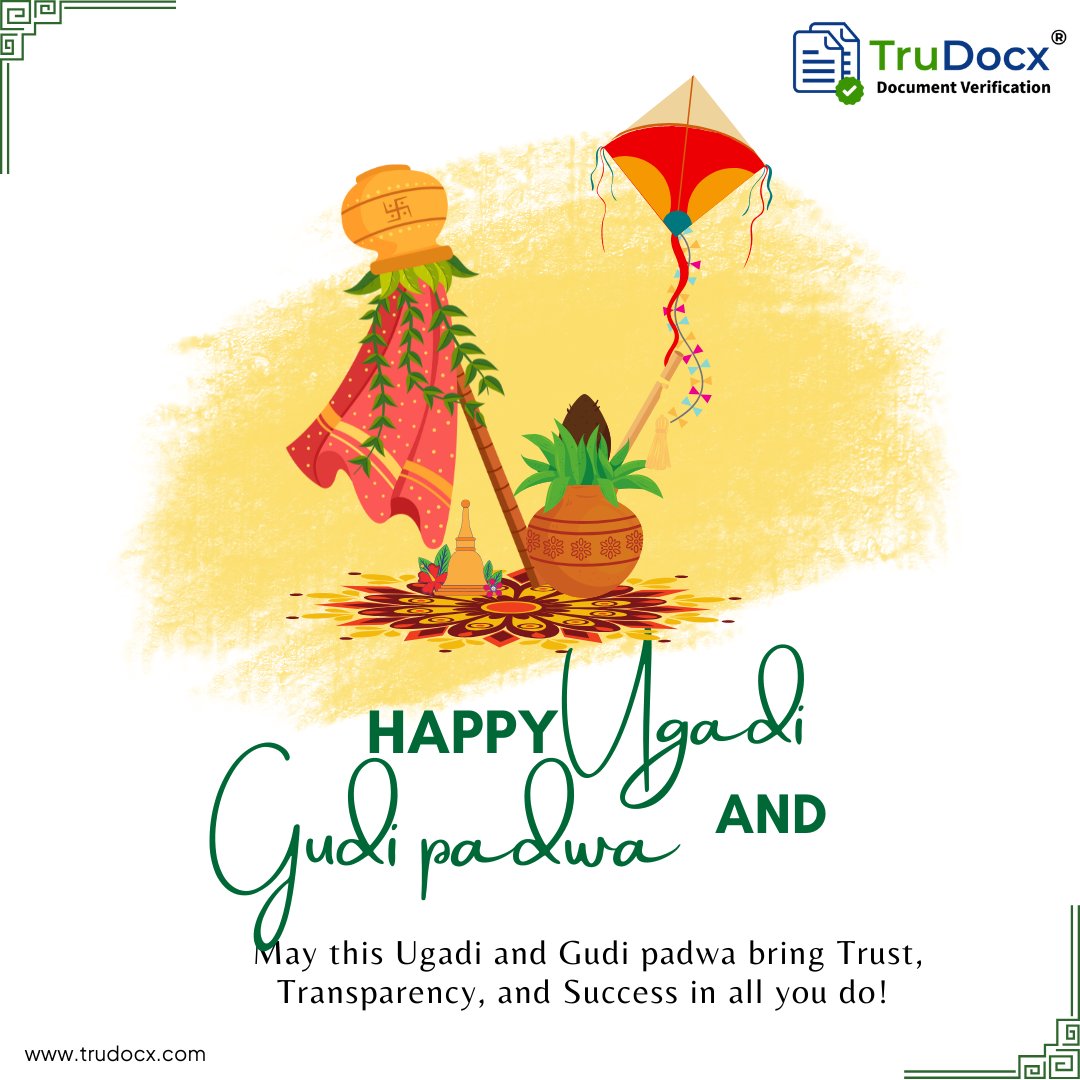 trudocx_'s tweet image. 📜 RSJ TruDocx sends warm Ugadi wishes! May this year bring you Trust, Transparency, and Authenticity in every aspect of life! 🏆🌿
#RSJInspection #TruDocx #TrustedVerification #DocumentSecurity