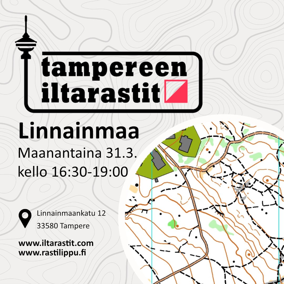 Maanantaina jatketaan iltarasteja Mannerheiminkalliolla! ⛰🌲

📌 Kartanmyynti Linnainmaan koulun kentällä (Linnainmaankatu 12, 33580 Tampere)
🏃‍♂️Lähdöt 16.30-19.00, maali sulkeutuu 20:30
🗺Radat 2km, 3km, 4km, 5km ja 7km
🌲Rastit sijaitsevat maastossa