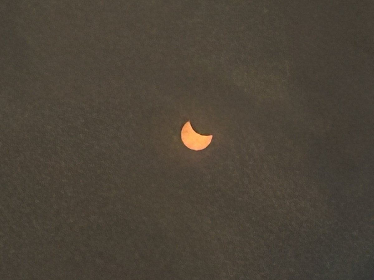 The view of today's solar eclipse from Yarm at 11.01am.