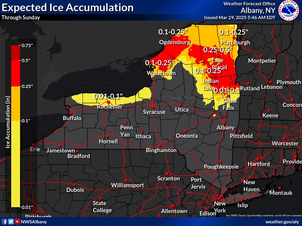 Snow, a wintry mix, and freezing rain are expected to impact northern portions of the state through the weekend. Winter Weather Advisories are in effect.

Ice accumulations will make travel hazardous. Scattered power outages are possible. Continue to monitor your local forecast.