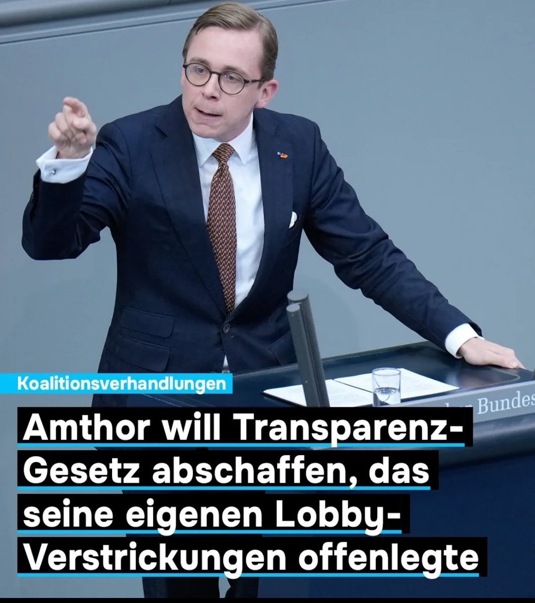 Ein erstes Zeichen von #Autoritarismus ist es, wenn Politiker*innen Gesetze abschaffen wollen, die sie kontrollieren.

#Amthor|s Verstrickungen wurden durch das #Informationsfreiheitsgesetz offengelegt.

Jetzt will er dieses Gesetz abschaffen.
Das darf nicht passieren!