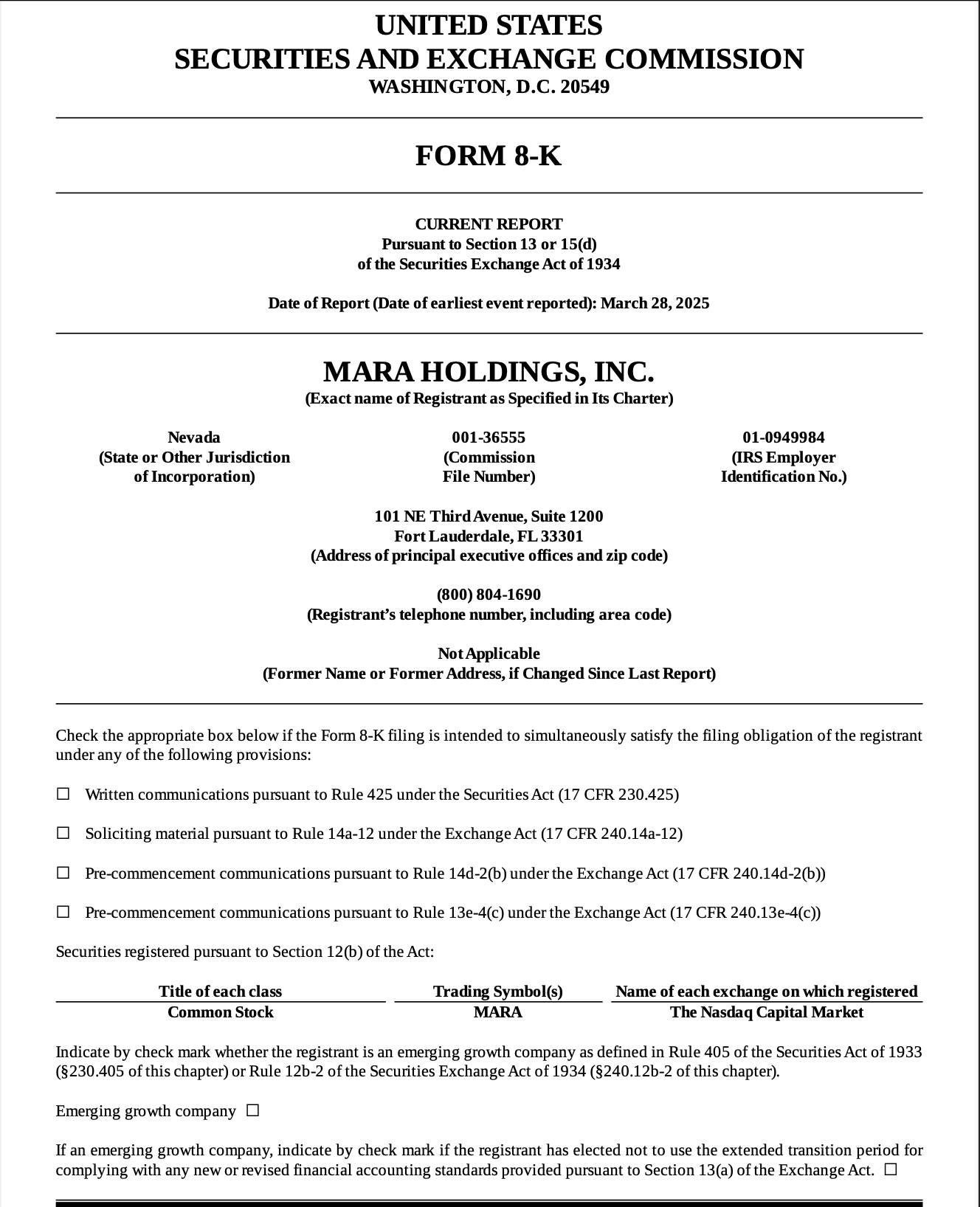 MARA official notes