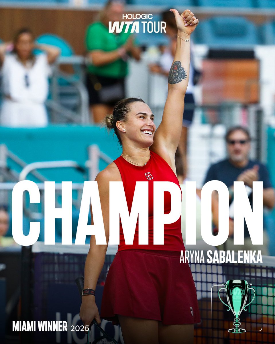WTA's tweet image. ROARING IN THE 305 🐯

@SabalenkaA is your #MiamiOpen champion!