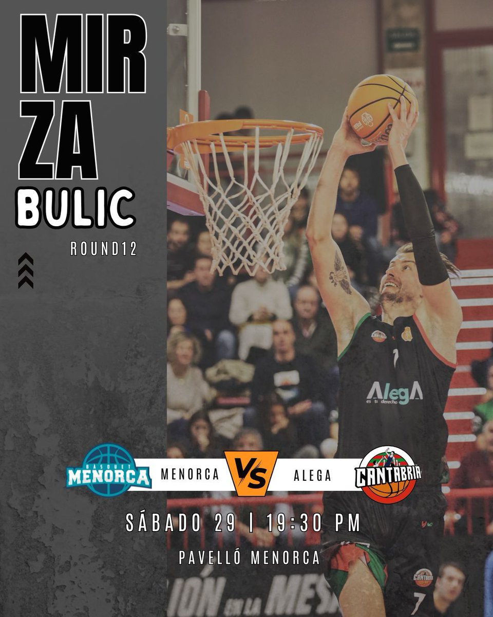 Partido fuera de casa a luchar para conseguir la victoria❤️💚

🏀 @basquetmenorca
🏟️ Pavelló Menorca
⏰ Sábado 29 de marzo a las 19.30h

¡Vamos @grupoalegacantabria !

#baloncestodeprimera #round12