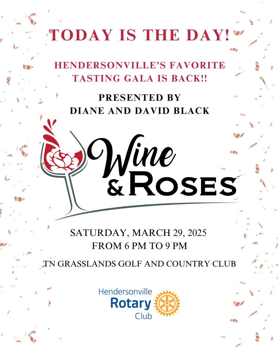 RotaryClubTN's tweet image. 🌹🍷 Wine &amp;amp; Roses is TODAY! 🍷🌹

Join us TONIGHT, March 29, 6–9 PM at TN Grasslands for wine, hors d'oeuvres &amp;amp; giving back!

🎟️ Tix: bit.ly/4bvkrhy (also at the door)
🧺 Buddy Basket Auction is LIVE: bit.ly/3QOO4B1

#WineAndRoses #BuddyBaskets #SupportLocal