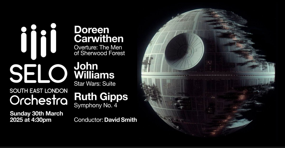 Our next concert is tomorrow! Don't forget that clocks go forward overnight - you definitely wouldn't want to miss the first half, in which we'll be performing The Men of Sherwood Forest overture by Doreen Carwithen and Star Wars: Suite by John Williams ticketsource.co.uk/booking/select…