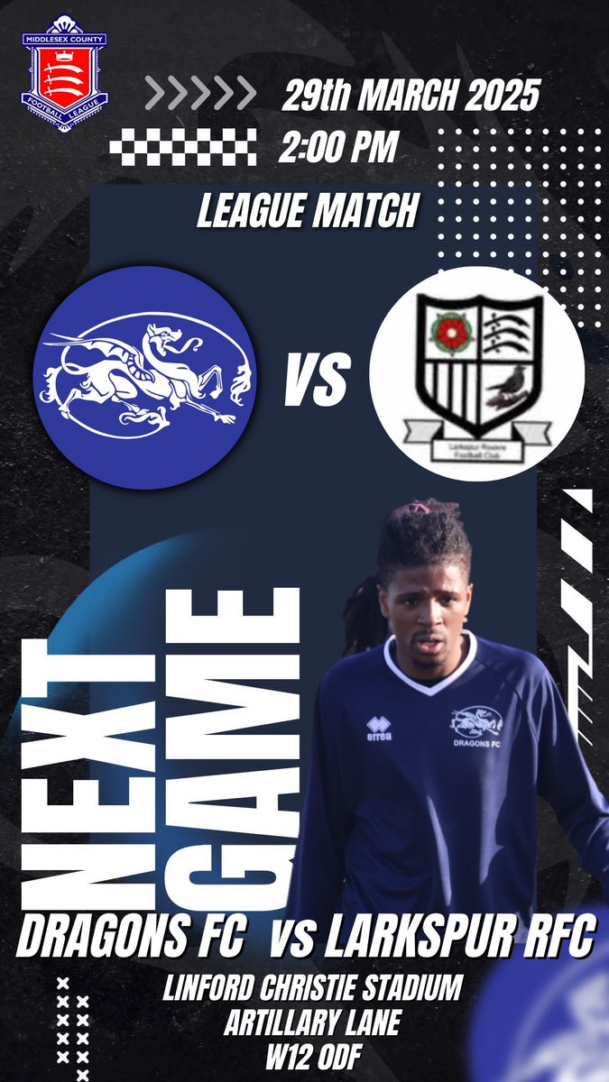 Kensington Dragons FC (@kendragonsfc) on Twitter photo KDFC are playing at home and the sun is shining.
Come on down and show your support 📢
1st Team Match Details:
🗓️29/03/2025
🏆Middlesex Premier Div
⏱️2:00PM Kick Off
🆚<a href="/LarkspurRovers/">Larkspur Rovers FC</a>
🏟️Linford Christie Stadium
🎟️ £0
Artillery lane, off Du cane road
London
W12 0DF KDFC are playing at home and the sun is shining.
Come on down and show your support 📢
1st Team Match Details:
🗓️29/03/2025
🏆Middlesex Premier Div
⏱️2:00PM Kick Off
🆚<a href="/LarkspurRovers/">Larkspur Rovers FC</a>
🏟️Linford Christie Stadium
🎟️ £0
Artillery lane, off Du cane road
London
W12 0DF