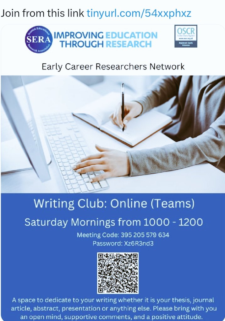 Jana Chandler (@janachandler01) on Twitter photo Another 2 hrs of PhD work done. Thank you for joining me at our <a href="/SERA_ECR/">SERA Early Career Researchers Network</a> Writing club this morning 😁 We'll be online again next Saturday between 10am and 12pm. Hope to see you there! Another 2 hrs of PhD work done. Thank you for joining me at our <a href="/SERA_ECR/">SERA Early Career Researchers Network</a> Writing club this morning 😁 We'll be online again next Saturday between 10am and 12pm. Hope to see you there!