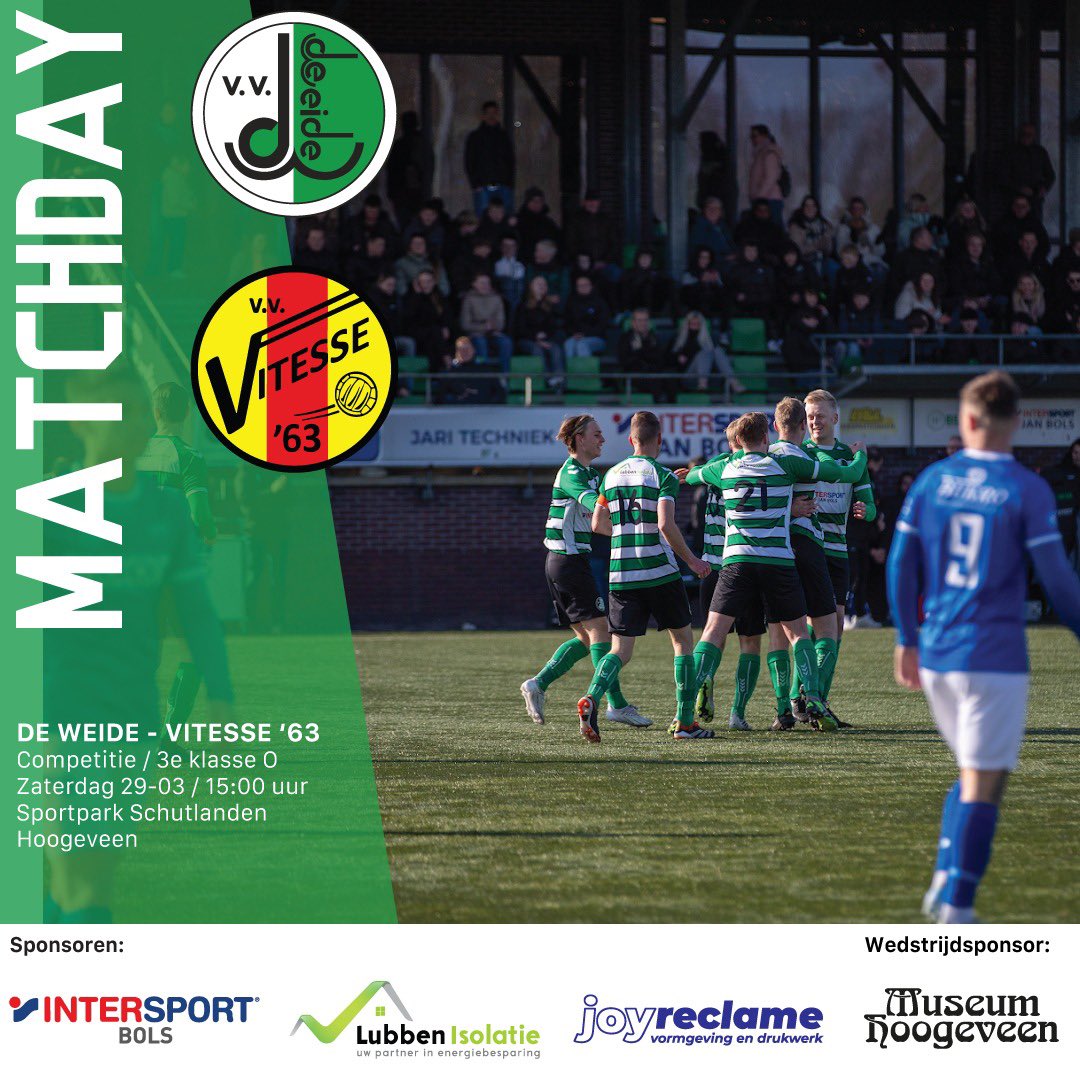 Matchday! Om 15:00 uur trappen we af tegen Vitesse ‘63 uit Koekange!