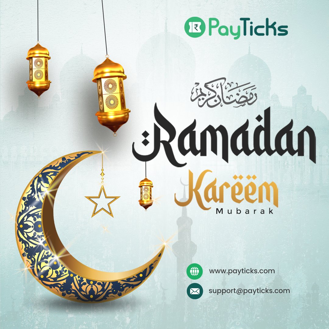 payticks's tweet photo. 🌙✨ Ramadan Kareem from all of us at PayTicks! May this holy month bring peace, blessings, and joy to you and your loved ones. 🕌🌟 #RamadanKareem #PayTicks #Celebration https://t.co/aYf2YW7BcX