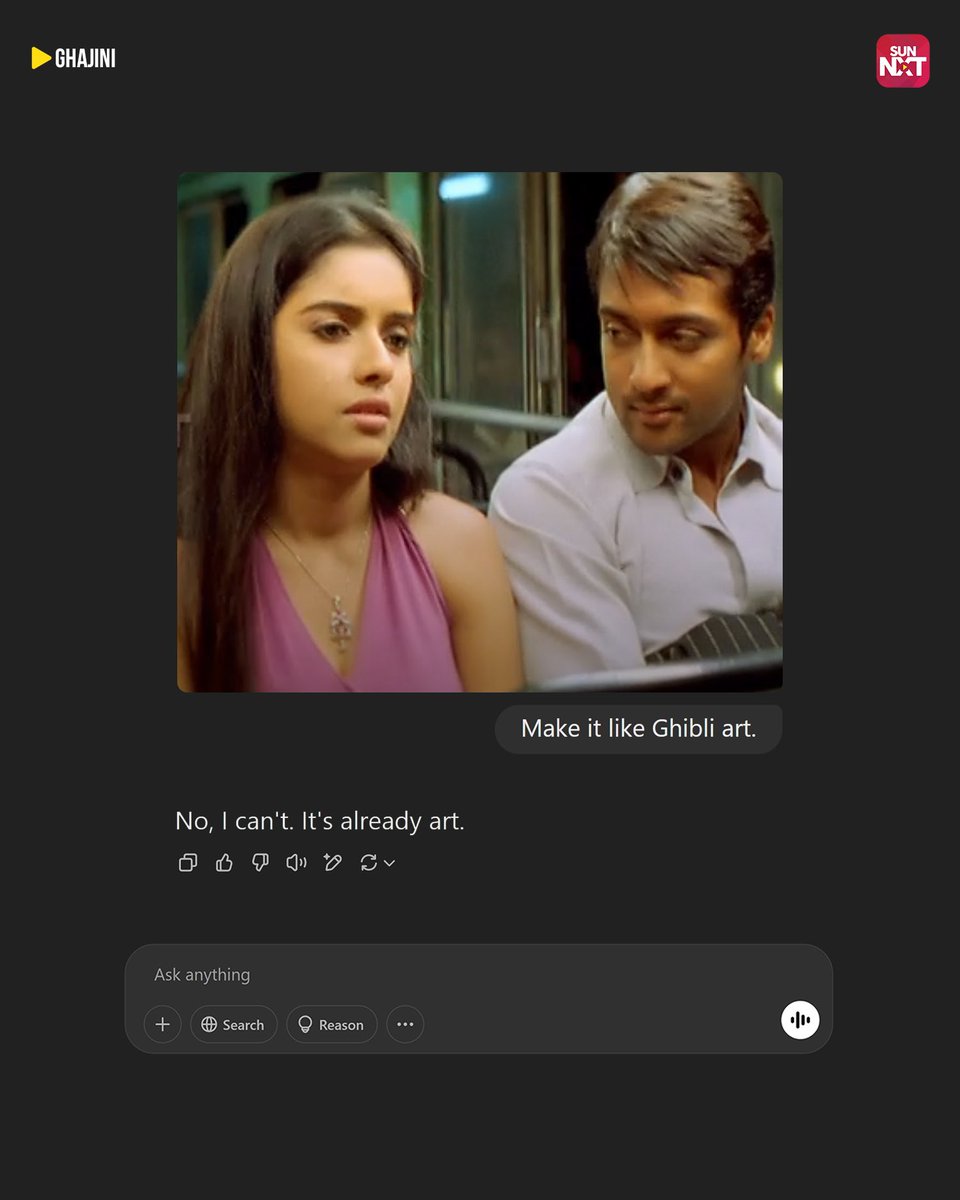sunnxt's tweet photo. It’s already an ART! ❤️

Watch all these movies now on Sun NXT

[96, The Cricketer, Ghajini, Eyarkai, Theri, Thozha, Sun NXT]
.
.
.
#96 #TheCricketer #Ghajini #Eyarkai #Theri #Thozha #SunNXT https://t.co/2m6hRWVCLe