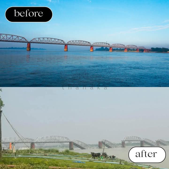 Yinmn_blued's tweet photo. 🇲🇲 Before &amp; after of some Myanmar's iconic historical landmarks that destroyed by the 7.7 magnitude earthquake that strucked Mandalay yesterday
#MyanmarEarthquake
#WhatsHappeningInMyanmar
#Sagaing #Mandalay  #Myanmar https://t.co/bjl4xaRlSl