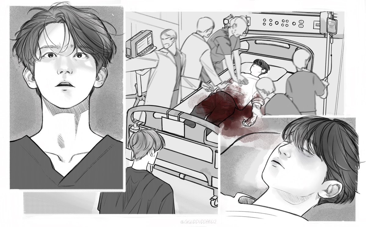 지니어스천재백도의신 꾸따님께서 이 장면을 그려주셨습니다🤍➿️➿️
응급상황 묘사 부탁드렸는데 백쌤 표정이랑 누워있는 도 보고 제가 지금 기절하다.....🥹
다들 기립박수 3000만회 실시