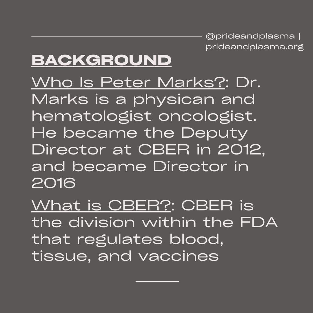 prideandplasma's tweet photo. Yesterday, the director of the FDA's Center for Biologics Eval and Research was forced out after 9 years in the role. Here's what happened and what it means. 
#prideandplasma #publicpolicy #lgbtq #LGBTQhealth #reproductiverights #tgd #prep #pharmacy https://t.co/tlEahkj6vB