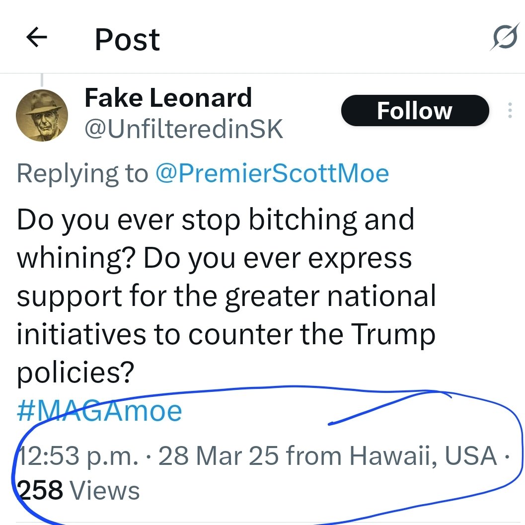 trustedbonnied's tweet photo. @UnfilteredinSK @PremierScottMoe Says the guy enjoying Hawaii.. 😆 https://t.co/wPcPvS6I1C