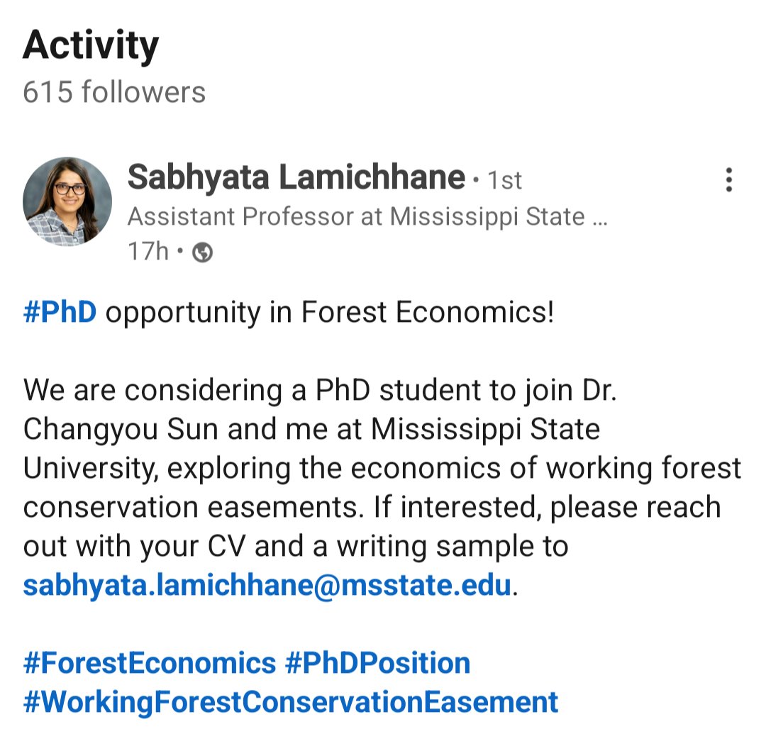 PhD opportunity in Forest Economics