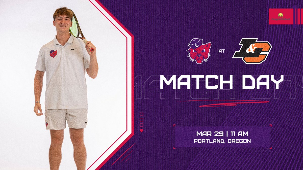 Back on the road! 😼🎾🟣

🆚 Lewis &amp; Clark 
📍 Portland, Oregon
⏰ 11 a.m.

#RollCats | #d3tennis