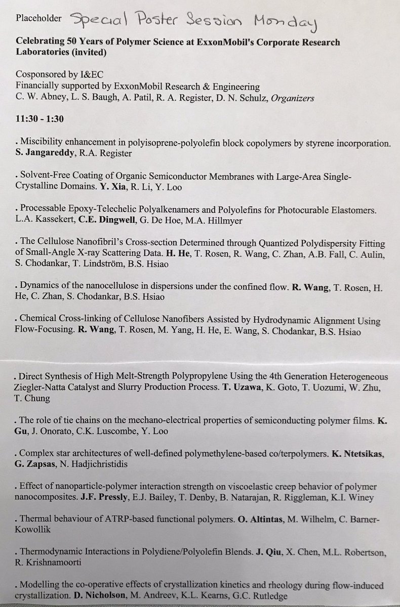 Lisa Baugh (@lisasbaugh) on Twitter photo PMSE History Week 10: The Spring 2020 Philly ACS meeting, scheduled for March 22-26 and meant to celebrate 100 years of polymer science, was cancelled 2 weeks prior. Among lost <a href="/acspmse/">ACS PMSE Division</a> programming was this symposium honoring my workplace. Next week: More on Pandemic-era PMSE. PMSE History Week 10: The Spring 2020 Philly ACS meeting, scheduled for March 22-26 and meant to celebrate 100 years of polymer science, was cancelled 2 weeks prior. Among lost <a href="/acspmse/">ACS PMSE Division</a> programming was this symposium honoring my workplace. Next week: More on Pandemic-era PMSE.