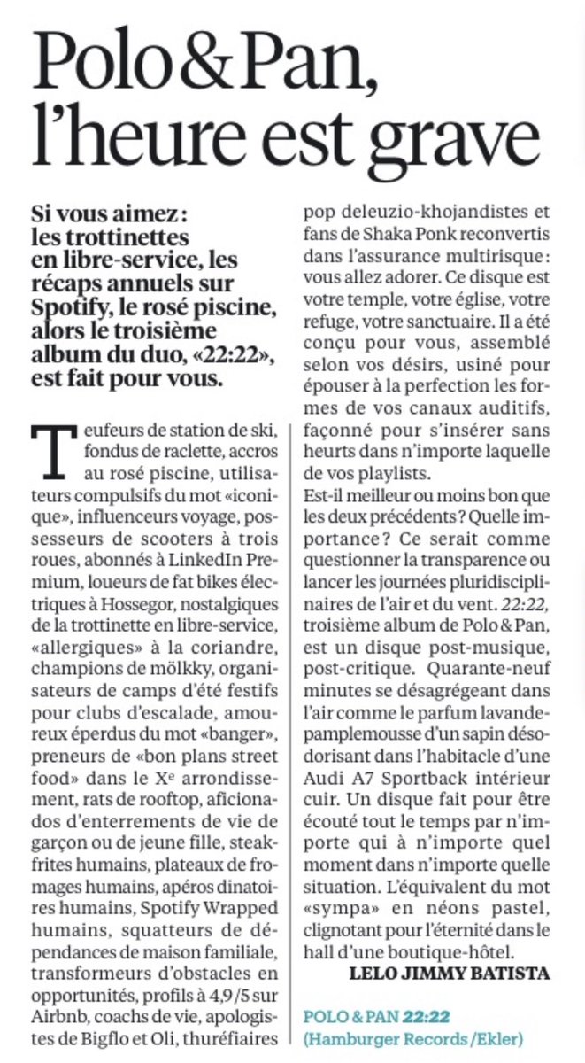 je ne pense qu’à cette critique depuis hier j’en pleure encore de rire
