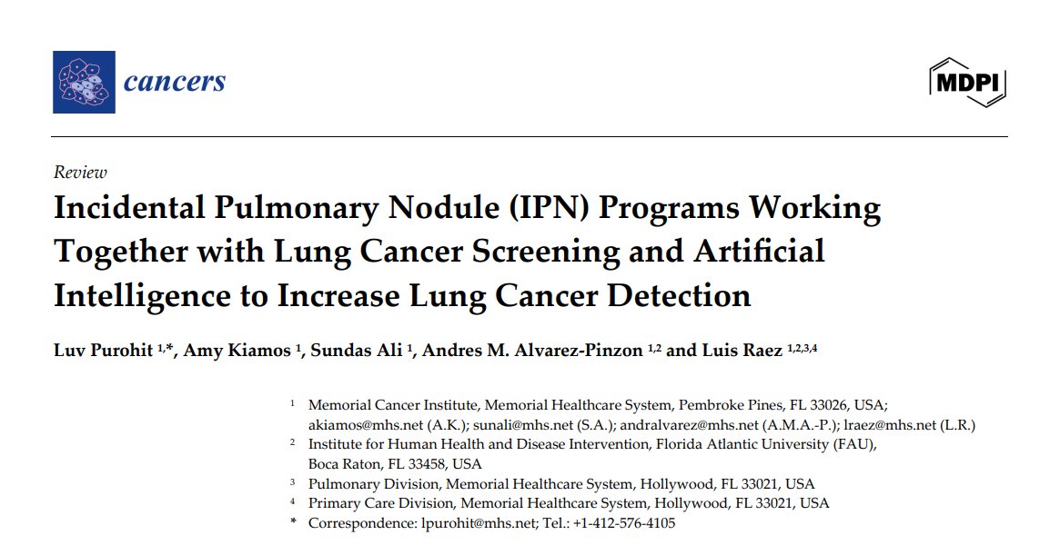 Dr. Luis E. Raez (@luisraezmd) on Twitter photo Our <a href="/MCIStrong/">Memorial Cancer Institute</a> <a href="/mhshospital/">Memorial Healthcare System</a> #lungcancer team just did a review of Incidental Pulmonary nodules and the important role of these programs in #lungcancer screening featuring our IPN program #lcsm @flasco <a href="/OLACANCER1/">OLACANCER</a> <a href="/faucollegeofmed/">Schmidt College of Medicine at Florida Atlantic</a> <a href="/FloridaAtlantic/">Florida Atlantic University</a>
<a href="/LungCancerEu/">Lung Cancer Europe</a> <a href="/lcrf_org/">Lung Cancer Research Foundation</a> Our <a href="/MCIStrong/">Memorial Cancer Institute</a> <a href="/mhshospital/">Memorial Healthcare System</a> #lungcancer team just did a review of Incidental Pulmonary nodules and the important role of these programs in #lungcancer screening featuring our IPN program #lcsm @flasco <a href="/OLACANCER1/">OLACANCER</a> <a href="/faucollegeofmed/">Schmidt College of Medicine at Florida Atlantic</a> <a href="/FloridaAtlantic/">Florida Atlantic University</a>
<a href="/LungCancerEu/">Lung Cancer Europe</a> <a href="/lcrf_org/">Lung Cancer Research Foundation</a>