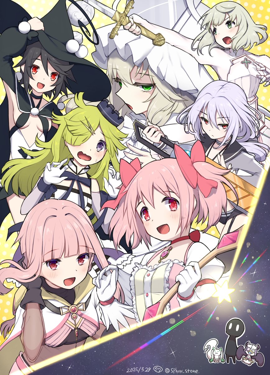 歴代主人公。
リリースおめでとうございます
マギレコで出会った子達とまた会えて本当に嬉しい…

#まどドラ 