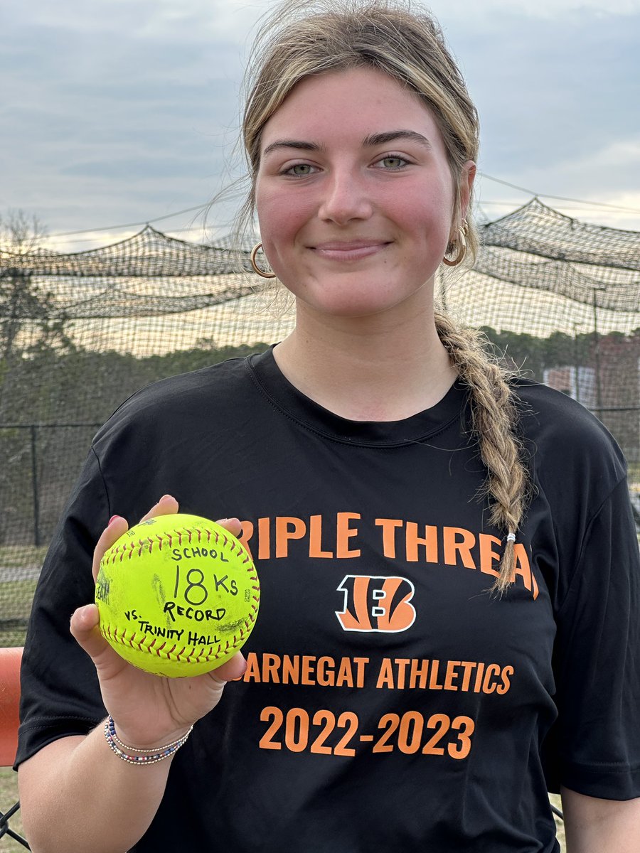 After combining through 18 years of varsity softball at Barnegat High School we confirmed that the 18ks Gianna Gomez recorded against Trinity Hall is a NEW SCHOOL RECORD! Awesome job <a href="/GiGiGomez29/">GiGi Gomez</a> <a href="/bengalpride67/">John Germano</a>