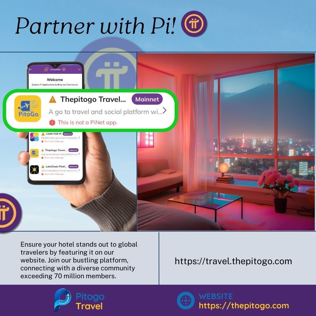 🌟 GM Pioneers! 🌟
With 70 million users, including 19 million KYC-verified pioneers, Pi Network offers access to a global community of forward-thinking travelers eager to book accommodations using Pi cryptocurrency.