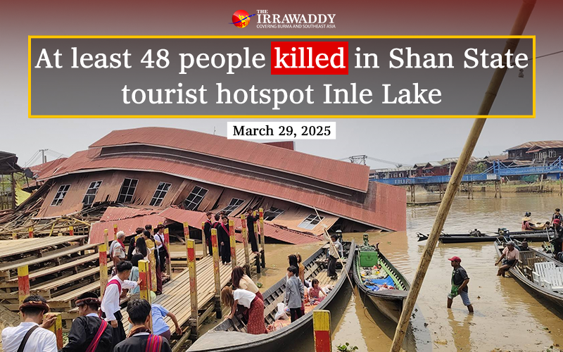 IrrawaddyNews's tweet photo. Friday’s quake claimed at least 48 lives in Inle Lake, a major tourist spot in Shan State, residents said. Kela Village was hit hardest, with 41 people killed and 80 percent of buildings destroyed or damaged. (Photo: Sai Venn Zoes FB / locals) 
#WhatsHappeningInMyanmar https://t.co/5dsVARCcP9