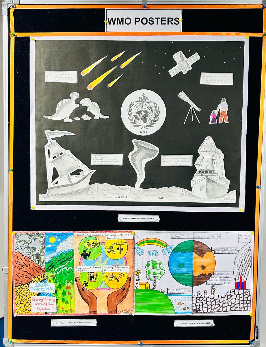 IN_R11Vikrant's tweet image. Embracing the theme &quot;Closing the Early Warning Gap Together,&quot; INS Vikrant organized an awareness lecture, essay, and poster making competitions for the crew and families. The event reinforced the importance of timely weather alerts in safeguarding lives and assets at sea