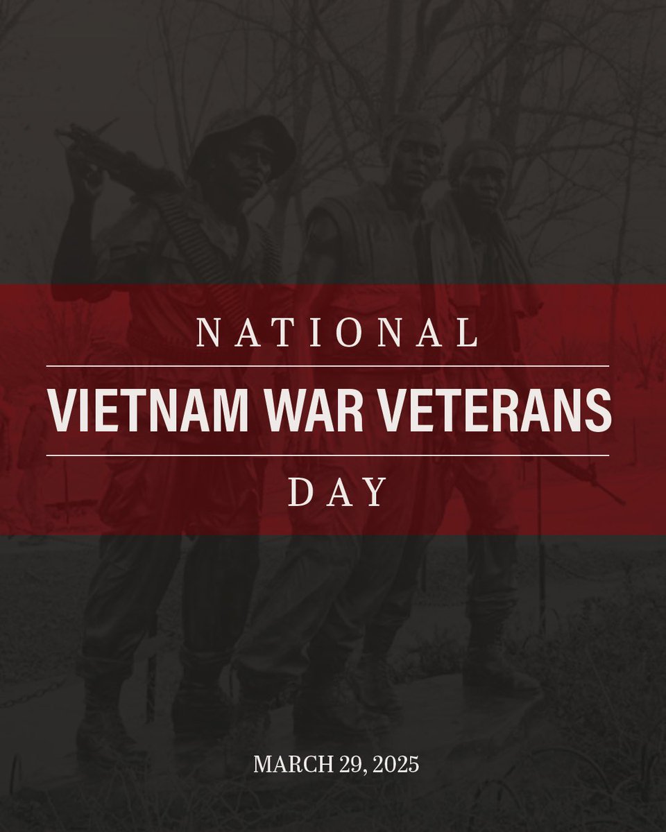 Today we honor the millions of Vietnam War veterans who selflessly served our great country. These brave Americans never received a proper welcome home. This Vietnam War Veterans Day, please join me in thanking them for their valiant service.