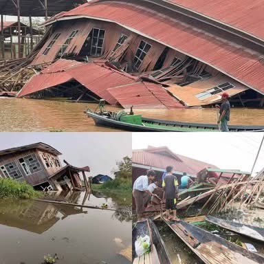 NaingInzali's tweet photo. Over 36 dead after a 7.7M earthquake hit Inlay, Nyaung Shwe, Myanmar. People were electrocuted, victims taken to Nan Pan Hospital. Junta blocks internet in Sagaing, limiting news spread. Share widely!
#WhatsHappeningInMyanmar #Sagaing #HelpMyanmarRecover #MyanmarEarthquake https://t.co/CLFV9vYawv