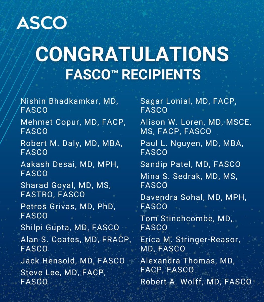 Sumanta K. Pal, MD, FASCO (@montypal) on Twitter photo So many tremendous names on this list! From my dear friend <a href="/PGrivasMDPhD/">Petros Grivas</a> <a href="/fredhutch/">Fred Hutch Cancer Center</a> to my fmr <a href="/cityofhope/">City of Hope</a> colleague <a href="/minasedrakmd/">Mina S. Sedrak</a> (now <a href="/UCLAHealthJCCC/">UCLA Jonsson Comprehensive Cancer Center</a>) to my frequent #lungcancer 2nd opinion source <a href="/PatelOncology/">Sandip Patel MD FASCO</a> <a href="/UCSDCancer/">UC San Diego Health Moores Cancer Center</a> to the prolific <a href="/ADesaiMD/">Aakash Desai, MD, MPH, FASCO</a> <a href="/ONealCancerUAB/">UAB O'Neal Comprehensive Cancer Center</a>, everyone on So many tremendous names on this list! From my dear friend <a href="/PGrivasMDPhD/">Petros Grivas</a> <a href="/fredhutch/">Fred Hutch Cancer Center</a> to my fmr <a href="/cityofhope/">City of Hope</a> colleague <a href="/minasedrakmd/">Mina S. Sedrak</a> (now <a href="/UCLAHealthJCCC/">UCLA Jonsson Comprehensive Cancer Center</a>) to my frequent #lungcancer 2nd opinion source <a href="/PatelOncology/">Sandip Patel MD FASCO</a> <a href="/UCSDCancer/">UC San Diego Health Moores Cancer Center</a> to the prolific <a href="/ADesaiMD/">Aakash Desai, MD, MPH, FASCO</a> <a href="/ONealCancerUAB/">UAB O'Neal Comprehensive Cancer Center</a>, everyone on