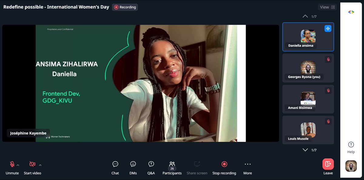 C'est parti pour la grande journée internationale de la femme au sein de <a href="/GdgKivu/">GDG Kivu #BuildWithAI2025</a> 🚀
Nous parlons d'<a href="/angular/">Angular</a> avec <a href="/daniellansima/">Daniella Ansima</a> pour la #IWD Kivu 🥳

#gdgocucb #wtmgdgocucb
<a href="/WomenTechmakers/">Women Techmakers</a> <a href="/wtm_bukavu2/">Women Techmakers Kivu (#IWD2025 #WTMKIVU)</a> 
<a href="/GDGAfriqueFranc/">GDGs Afrique Francophone</a> 

✌🏾