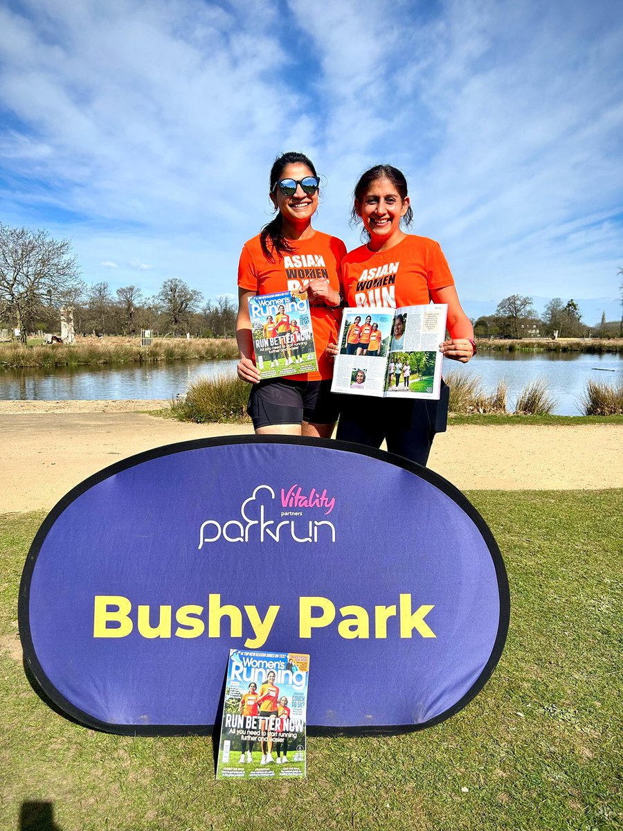 Great #parkrun <a href="/bushyparkrun/">Bushy parkrun</a> and we got to show off the front cover of <a href="/Womensrunninguk/">Women's Running UK</a> and had a lot of interest in the Asian Women Running group. Love <a href="/parkrunUK/">parkrun UK</a>
