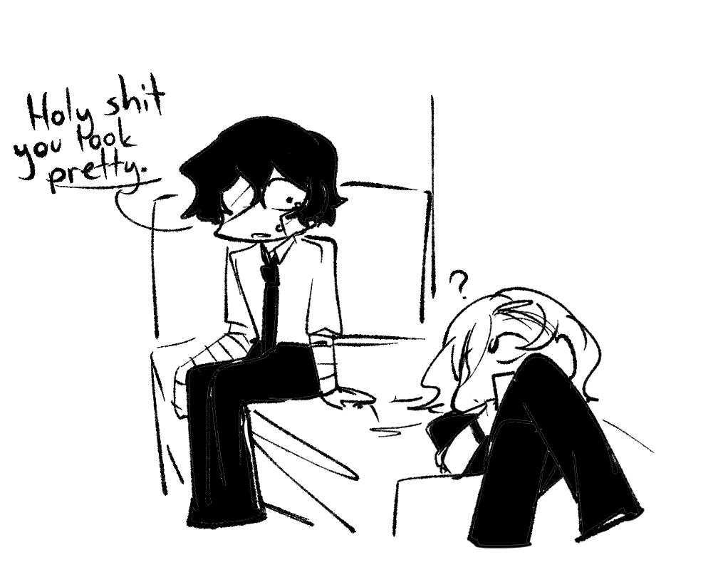 bnonetta's tweet photo. this was awkward
#BSD #skk #DaChuu https://t.co/427mPFkgrJ